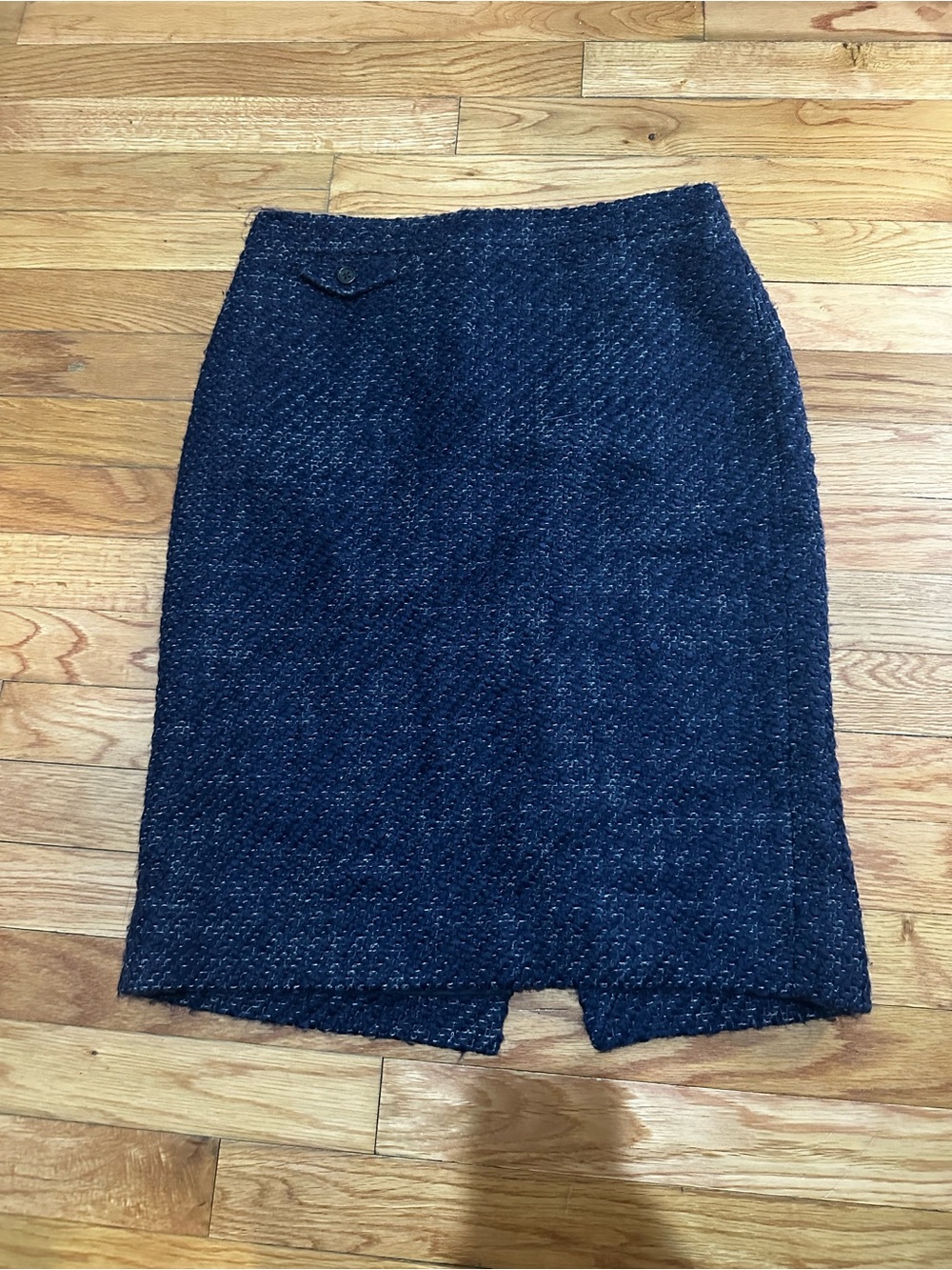 J. Crew Navy Wool‎ Blend Pencil Skirt Lined Knee Length Textured Career 4